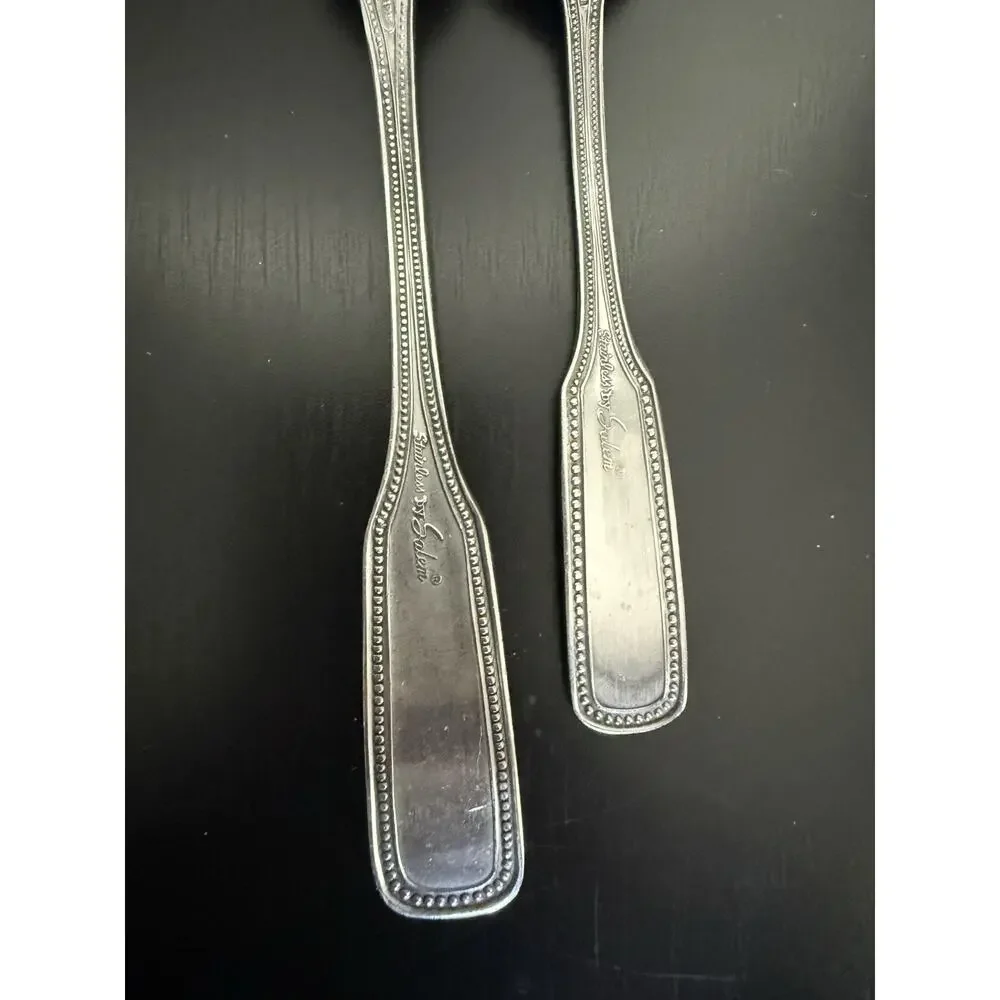 Vintage Salem Stainless Steel Beaded Dinner Fork & Teaspoon Flatware Set